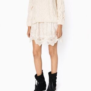 Ulla Johnson 2 100% Silk Eyelet Mini Skirt Ivory Flo women pull on ivory